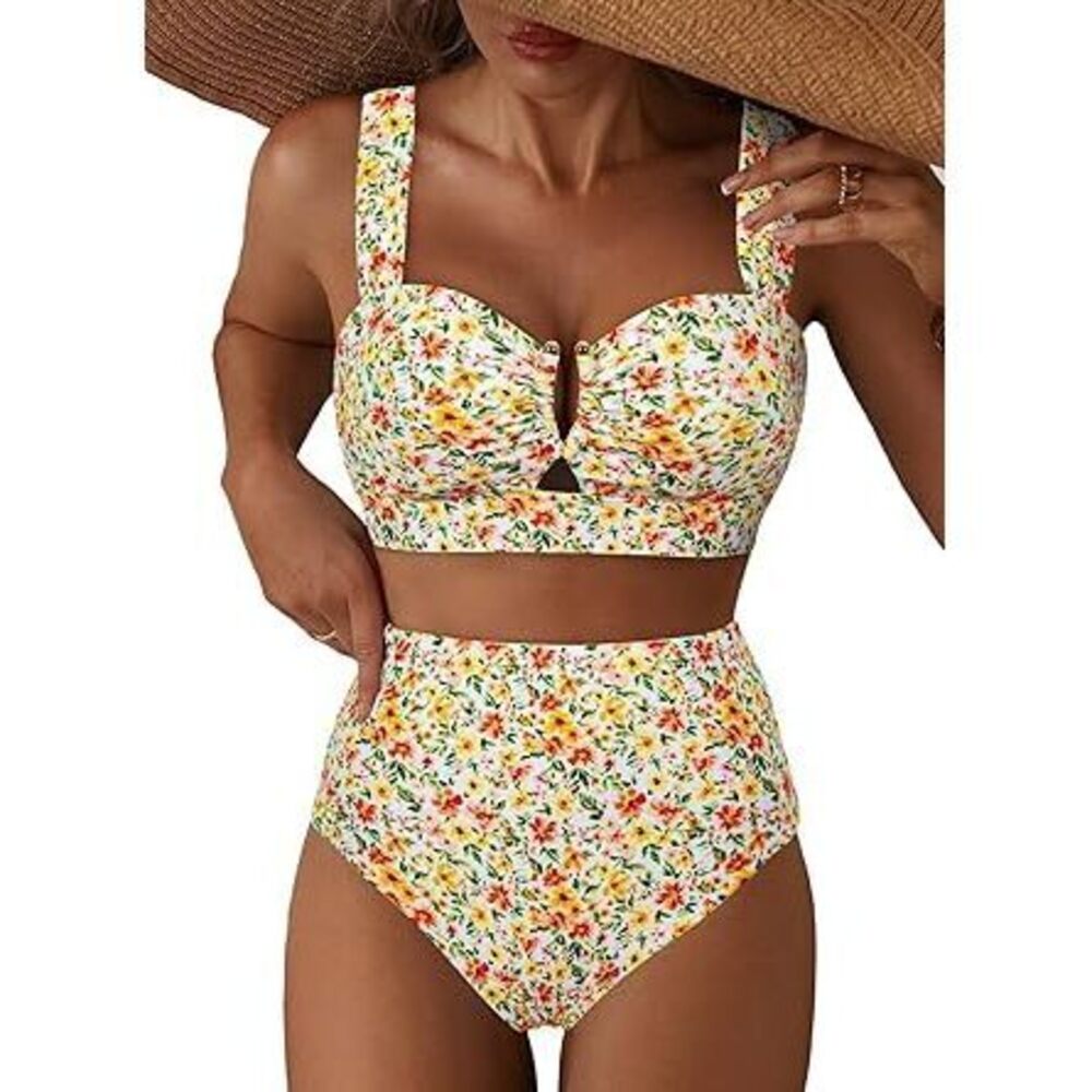 Women'S Wide Straps Bikini Sets High Waisted 2026 Summer Swim Suit Stretchy